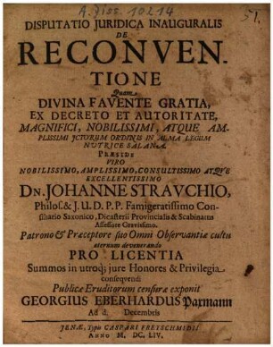 Disputatio Iuridica Inauguralis De Reconventione