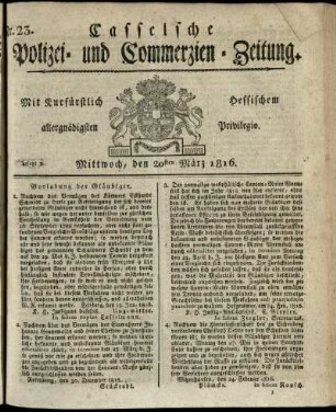 Nr. 23, Mittwoch, den 20sten Maerz 1816