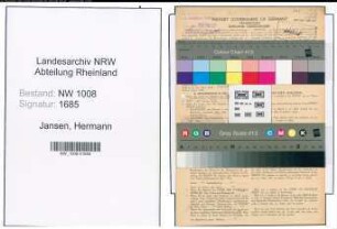 Entnazifizierung Hermann Jansen , geb. 20.08.1884 (Postbeamter)