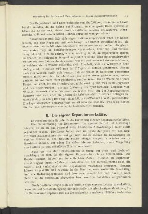 II. Die eigene Reparaturwerkstätte