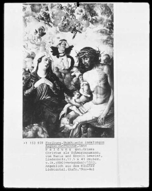 Christus als Schmerzensmann, von Maria und Engeln beweint