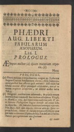 Phaedri Aug. Liberti Fabularum Aesopiarum.