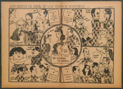 Los exitos de Abril en los teatros portenos [Dibujo] : Apuntes de Villanueva