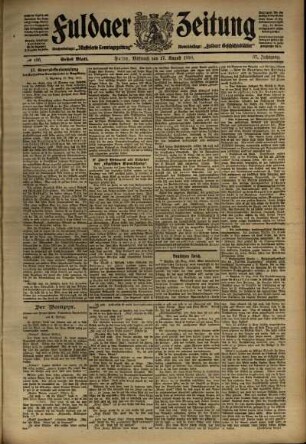 Erste Ausgabe vom Mittwoch, den 17. August 1910.