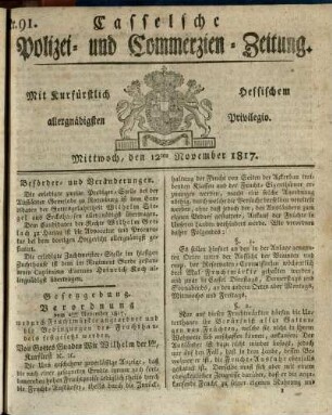 Nr. 91, Mittwoch, den 12ten November 1817