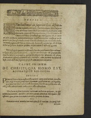 Caput Primum. De Christi, qua Homo Est, Adoratione Religiosa.