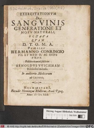 Exercitationum De Sanguinis Generatione Et Motu Naturali, Octava