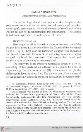 8: Naqlun : excavations 1996