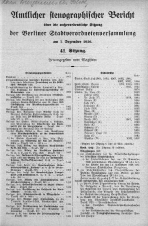 Sitzung 41, 7. Dezember 1926