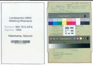 Entnazifizierung Heinrich Haberkamp , geb. 26.12.1895 (Schlosser)