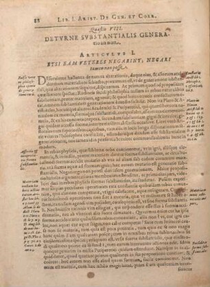 Quaestio VIII. Detvrne Svbstantialis Generatio an non.