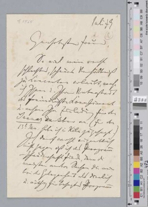 Brief an Rudolf von Beckerath
