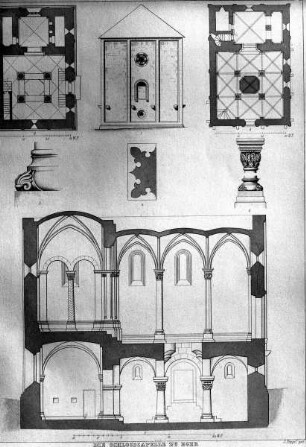 Grundriss und Aufriss der Burgkapelle Sankt Erhard und Sankt Ursula der Kaiserpfalz Eger
