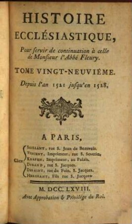 Histoire Ecclésiastique, 29. Depuis l'an 1521 jusqu'en 1528.