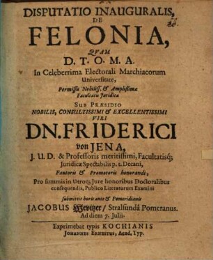 Disp. inaug. de felonia
