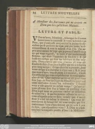 A Monsieur des Barreaux qui ne croyoit en Dieu que lors qu'il étoit Malade.