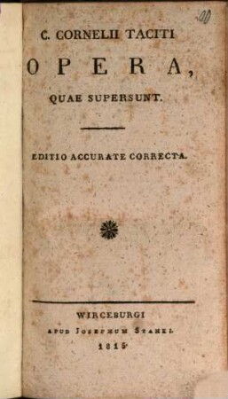 C. Cornelii Taciti Opera, quae supersunt