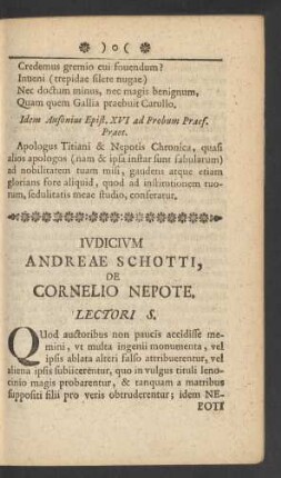Iudicim Andreae Schotti, De Cornelio Nepote