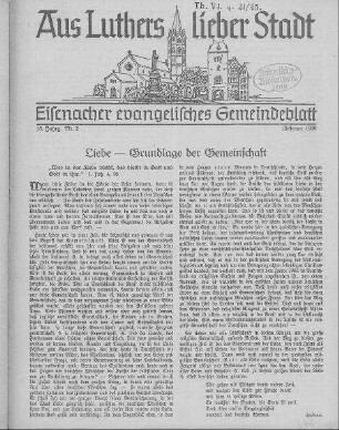 Eisenacher evangelisches Gemeindeblatt : Februar 1939