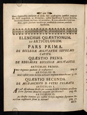 300-304, Elenchus Quaestionum Et Articulorum