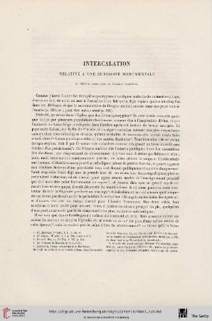 Intercalation relative à une curiosité monumentale