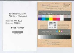 Entnazifizierung Heinrich Boldt, geb. 05.11.1901 (Stadtsekretaer)