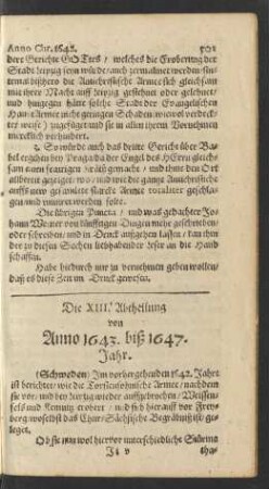 Die XIII. Abtheilung. von Anno 1643. biß 1647. Jahr.