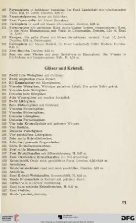 Gläser und Kristall (Nr. 316-357)