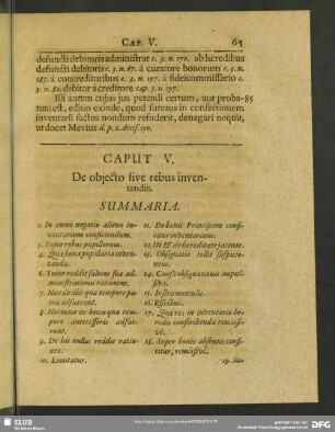 Caput V. De obiecto sive rebus inventandis