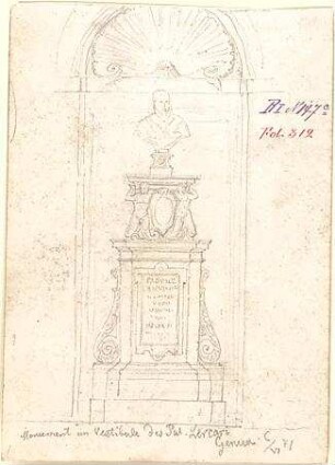Walther, Conradin; u. a. Italien; Sammlung Conradin Walther: Band I, Nr. 138b - 192 (fol. 300 - 378) - Monument im Vestibül des Palazzo Lercari in Genua (Detail)