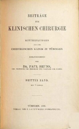 Beiträge zur klinischen Chirurgie. 3. 1888