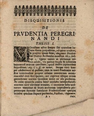 Disquisitio Politica De Prudentia Peregrinandi