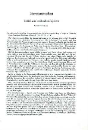 75-76 [Rezension] Rosmini Serbati, Antonio, Die fünf Wunden der Kirche