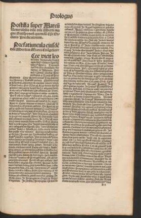 Postilla super Marcu[m] Venerabilis d[omi]ni: d[omi]ni Alberti magni: Ratisponen[sis] quonda[m] Ep[iscop]i Ordinis Predicatorum.