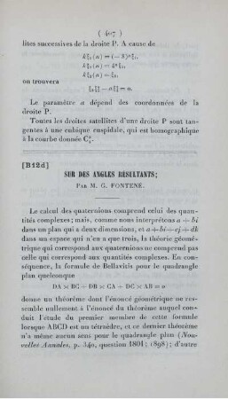 Sur des angles résultants.