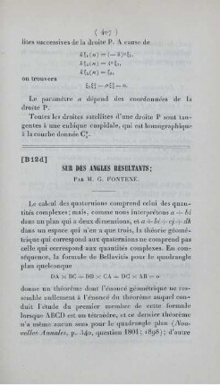 Sur des angles résultants.