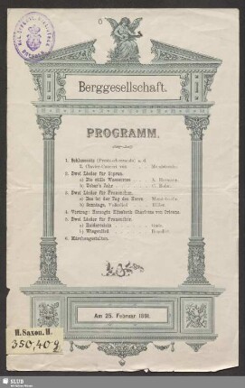 Berggesellschaft - Programm : am 25. Februar 1891
