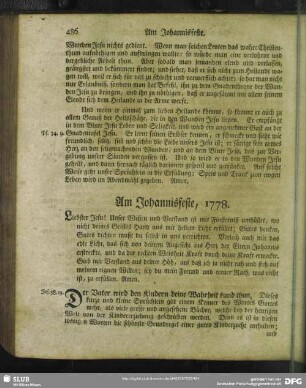 Am Johannisfeste, 1778
