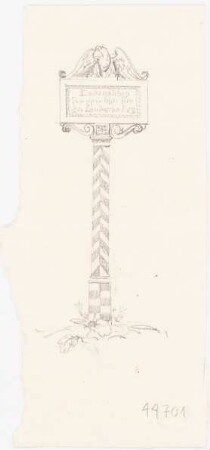Denkmal für ein Landwehr-Regiment, Radensleben: Ansicht des Pfahls mit Adleraufsatz und Inschrift