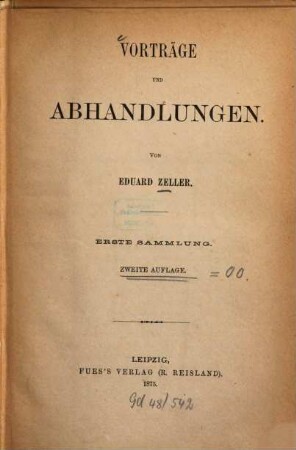 Vorträge und Abhandlungen, 1