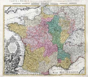Regni Galliae seu Franciae et Navarrae tabula geographica ; in usum elementorum geographiae Schazianorum accom[m]odata