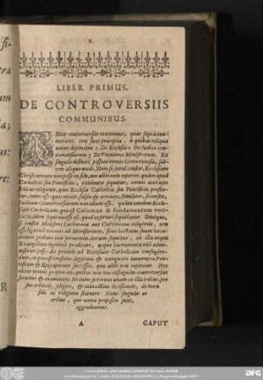 Liber Primus. De Controversiis Communibus.