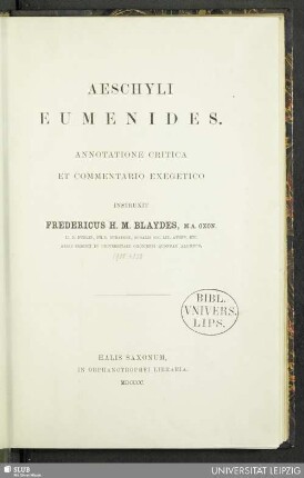 Aeschyli Eumenides