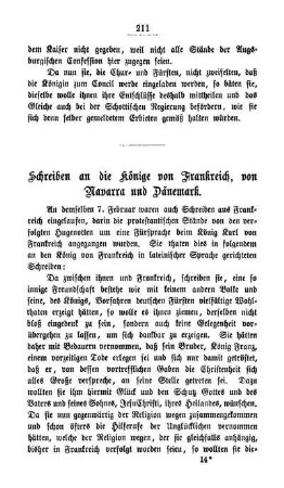 Schreiben an die Könige von Frankreich, von Navarra und Dänemark.