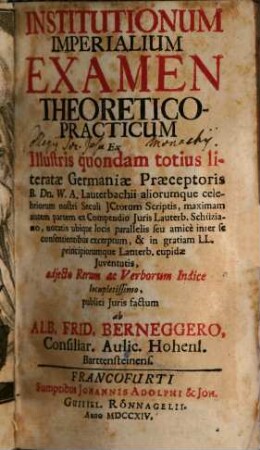 Institutionum Imperialium Examen Theoretico-Practicum
