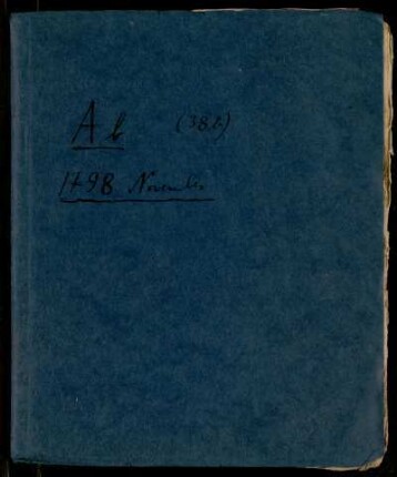 Exercitationes atque schedae mathematicae imprimis analyticae. Fasciculus A (Manuskripttitel), Göttingen, 1798 - 1799 : Exercitationes atque schedae analyticae. 1798. Nov. [Umschlagtitel]