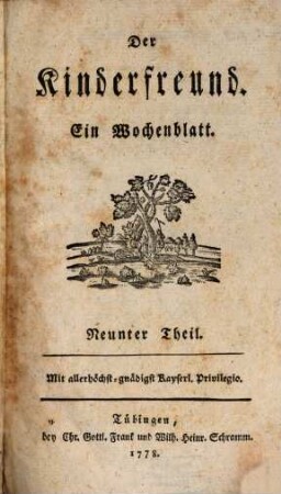 Der Kinderfreund : ein Wochenblatt. 9. 1778