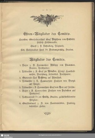 Ehren-Mitglieder des Comités. Mitglieder des Comités