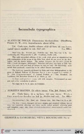 Incunabula typographica (No. 1 - 89)
