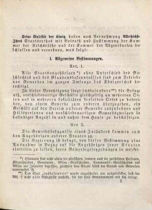 Das Gewerbsgesetz für das Königreich Bayern vom 30. Januar 1868 sammt den einschlägigen Gesetzen und Verordnungen : unter Benützung der Kammerverhandlungen mit Erläuterungen. Mit Sachregister